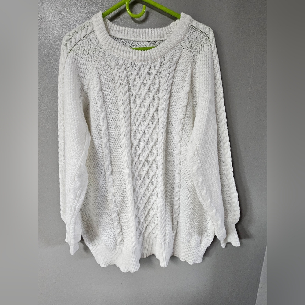White Cable Knit Sweater